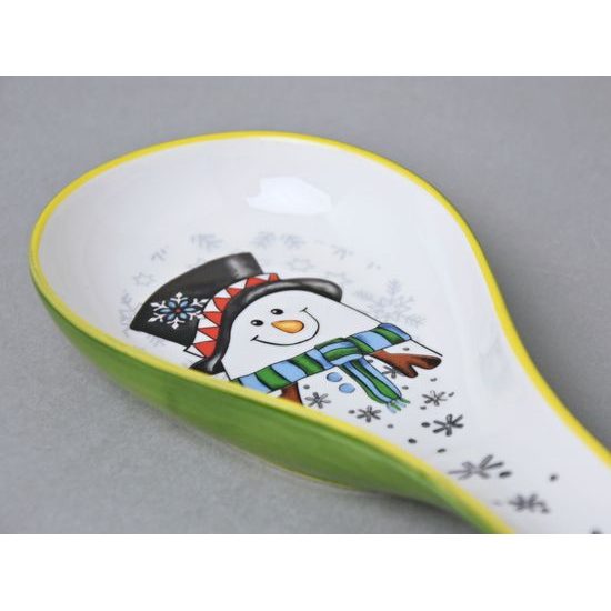 Ladle rest 21 x 10 cm, Christmas snowman, new bone china, EGAN