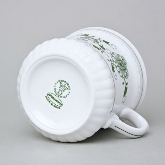 Hrnek Perlový velký 370 ml, zelený cibulák, Český porcelán a.s. (2.j.)