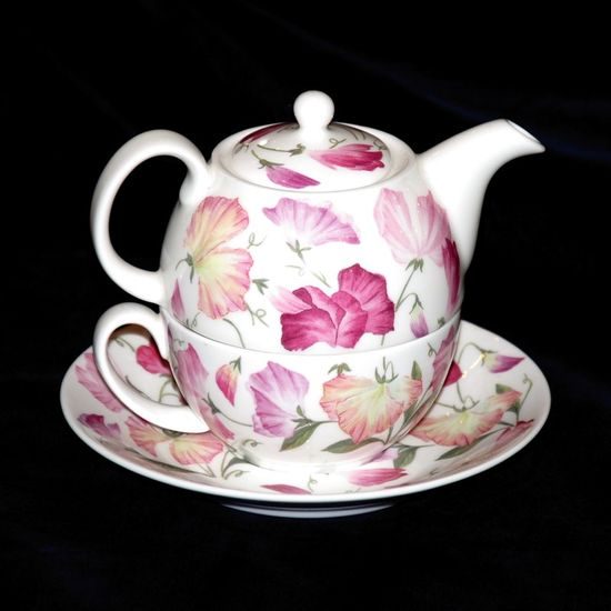 Sweet pea: Tea for one set, English Fine Bone China, Roy Kirkham China