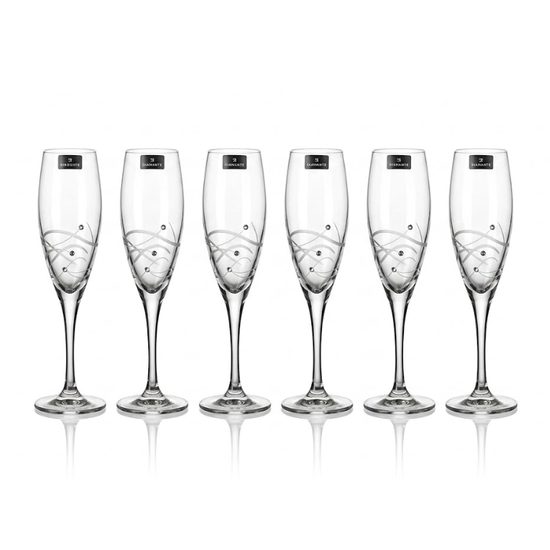 Spiral Matt - Set 6 sklenic na sekt 210 ml, krystaly Swarovski, DIAMANTE