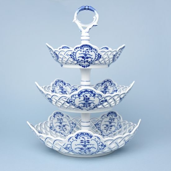 3-Compartement Dish Perforated Bowls19 + 24 + 28 cm, Original Blue Onion Pattern