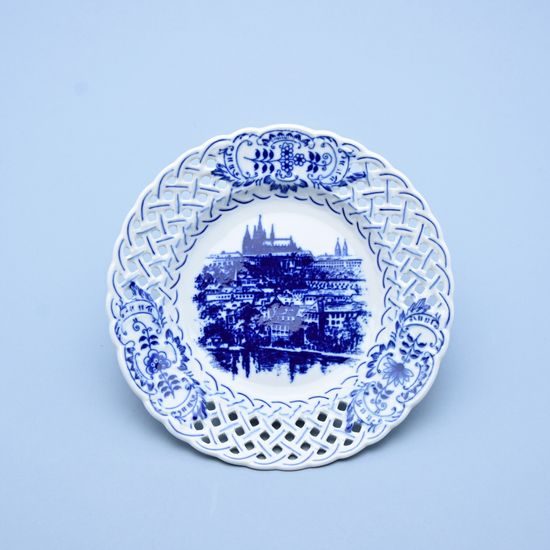 Wall plate perforated / Praha 18 cm, Original Blue Onion Pattern