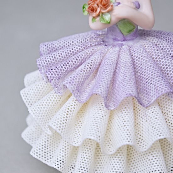 Panenka s krajkovou sukní, 1 - Fialová, 8 x 8 x 9 cm, figurky Duchcov