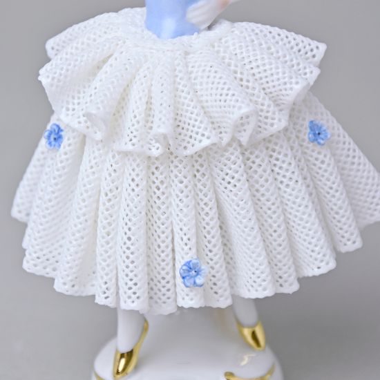 Tanečnice s krajkou (bledě modrá) 8 x 6 x 12 cm, Kurt Steiner, Porcelánové figurky Unterweissbacher