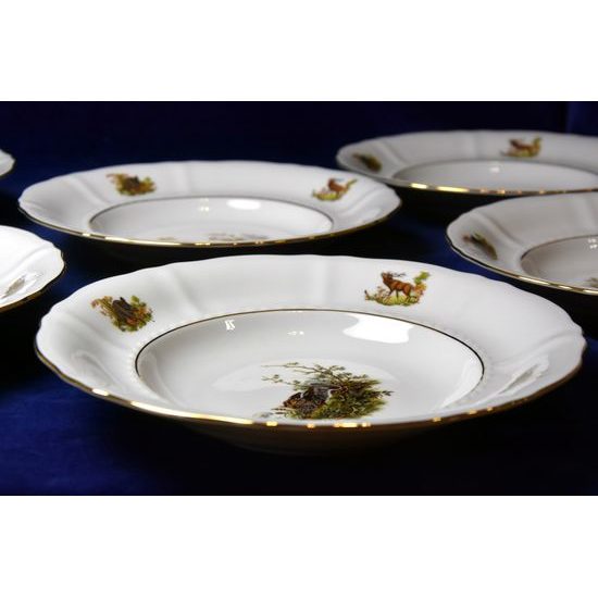 Sonata hunting: Plate deep 23 cm, 6 pcs., Leander 1907