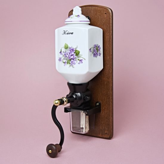 Kávomlýnek závěsný s nápisem 34 cm, fialky, Český porcelán a.s.