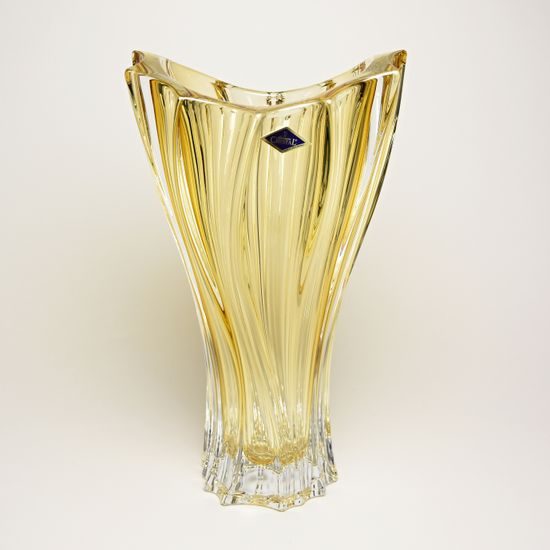 Crystal Vase Plantica Amber, Yellow, 32 cm, Aurum Crystal