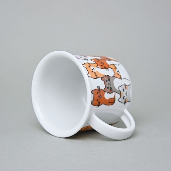 Hrnek Tina střední 240 ml, Kočky hnědo-oranžové, Český porcelán a.s.