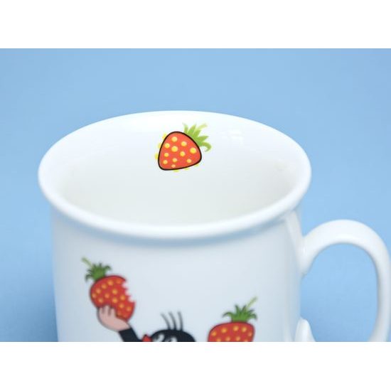 Mug Mole and strawberry by Zdenek Muller 0,2 l, Thun 1794 Carlsbad porcelain