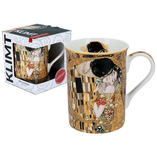 Hrnek 360 ml, G. Klimt, Polibek, kostní porcelán Carmani