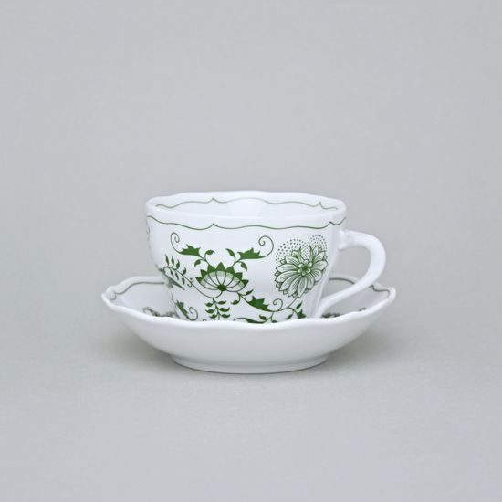 Šálek a podšálek B + B, 210 ml / 14 cm na kávu, zelený cibulák, Český porcelán a.s.