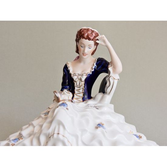 Lady with book, small 18 x 24 x 19 cm, Isis, Porcelain Figures Duchcov