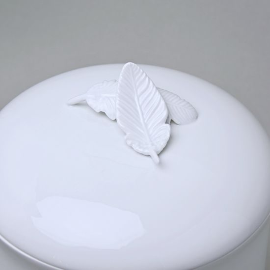 Porcelain Urn Case With Feather 29,5 cm, White, Royal Dux Bohemia