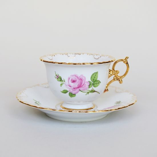 Cup and Saucer Rose, Meissen Porcelain