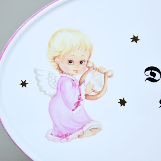 Boží požehnání (cedulka na zeď) 24,5 x 18 cm, Andílek růžový, Český porcelán a.s.