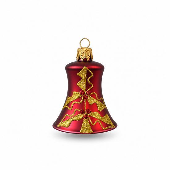 Christmas Tree Decoration Bell, Burgundy, Czech Glass christmas decorations