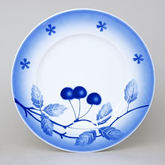 Plate flat 26 cm, Thun 1794 Carlsbad porcelain, BLUE CHERRY