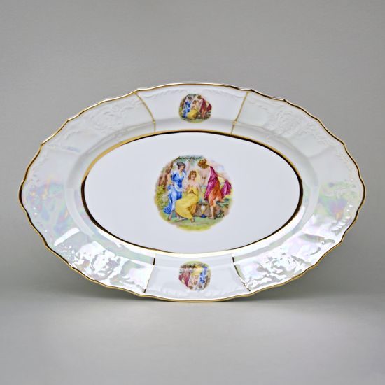 The Three Graces: Dish flat oval 34 cm, Thun 1794 Carlsbad porcelain, BERNADOTTE