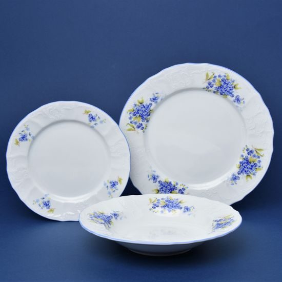 Talířová souprava pro 6 osob, Thun 1794, karlovarský porcelán, BERNADOTTE pomněnka