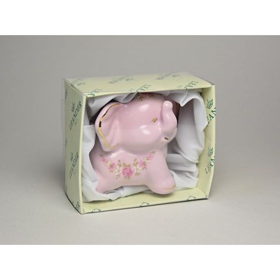 Slůně Bimbo 7 cm, dekor 158, Leander, růžový porcelán