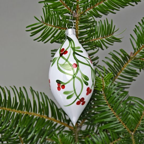 Vánoční skleněné ozdoby 4 ks sada, 7 - 10 cm, Cesmína, České vánoční ozdoby KOULIER