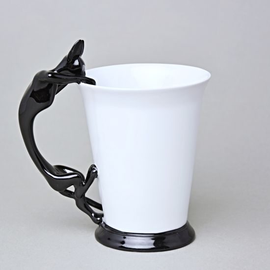 Mug Sphinx with a Cat, 400 ml, Black, Goldfinger porcelain