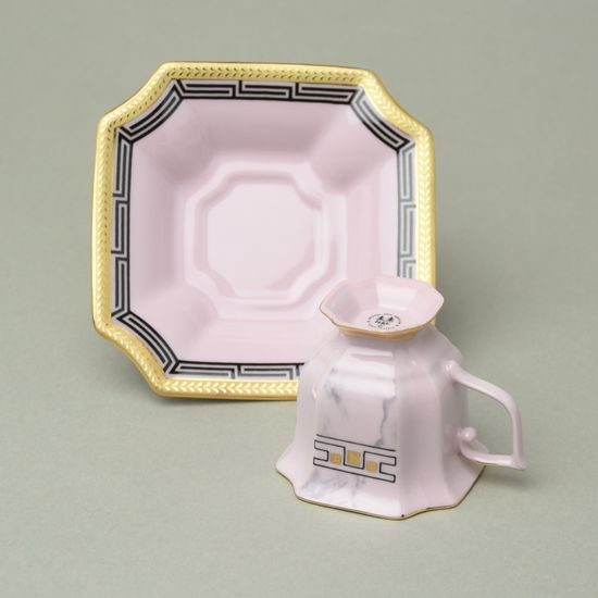 Šálek 80 ml mokka a podšálek 11 cm, Empír 513, Růžový porcelán z Chodova