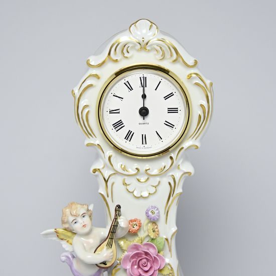 Clock 681591, 33 cm, Porcelain Figures Gläserne Porzellanmanufaktur