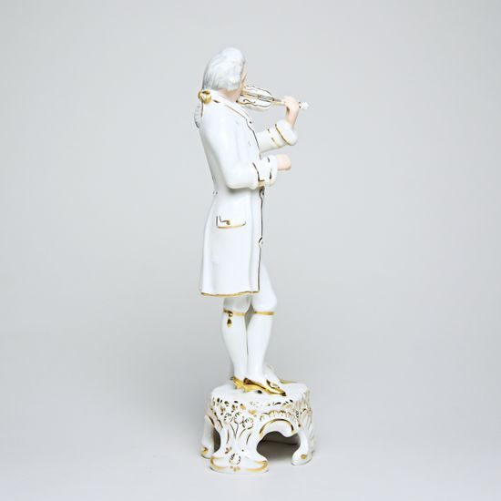 Violin player Rococo 20 cm, white + gold, Porcelain Figures Duchcov Royal Dux