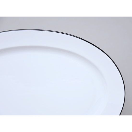 Dish oval flat 32 cm, NINA black line, Thun 1794 karlovarský porcelán