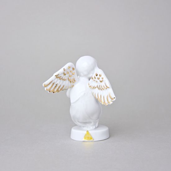 Andílek 12 cm, bílá + zlato, Porcelánové figurky Duchcov