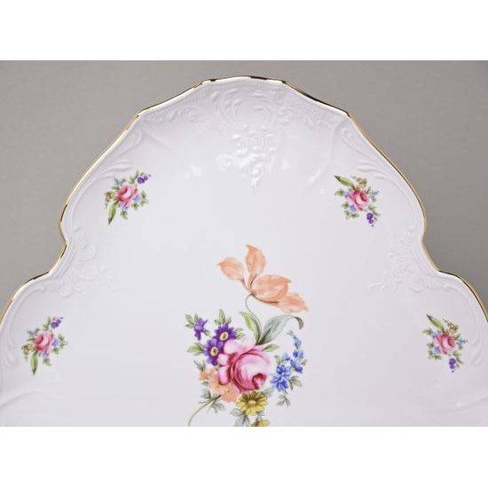 Platter 33 cm triangular (flat dish), Thun 1794 Carlsbad Porcelain, BERNADOTTE Meissen Rose