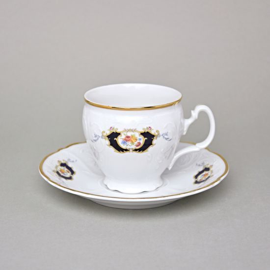 Coffee cup and saucer 220 ml / 16 cm, Thun 1794 Carlsbad porcelain, BERNADOTTE arms