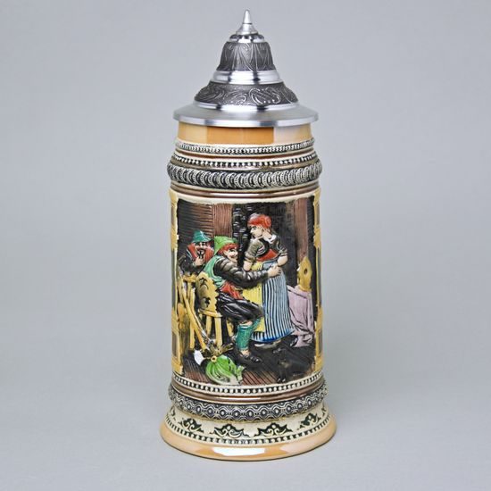 Korbel 0,9 l keramický s cínovým víčkem, Hostinec, keramika BM+MM Holýšov