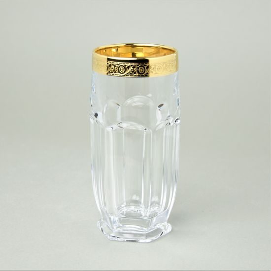 Glass goblet Safari 300 ml, 15,6 cm, gold decor, Bohemia Crystal