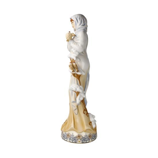 Winter 1900 porcelain figure, 10 / 9.5 / 31.5 cm, A. Mucha, Goebel