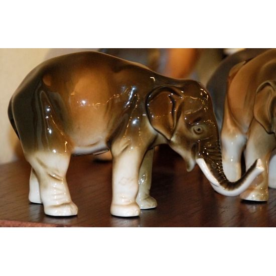 Elephant 20,5 x 7 x 12,5 cm, Porcelain Figures Duchcov, Porcelain Figures Duchcov