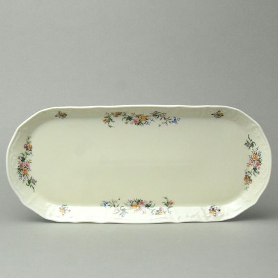 Podnos čtyřhranný 37 cm, Thun 1794, karlovarský porcelán, BERNADOTTE ivory + kytičky