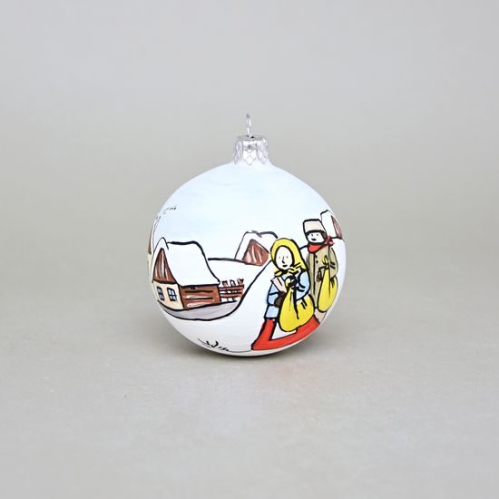 Christmas Tree Decoration Ball "Czech Winter 1918", 7,5 cm, Decor n. 4, Hand-decorated