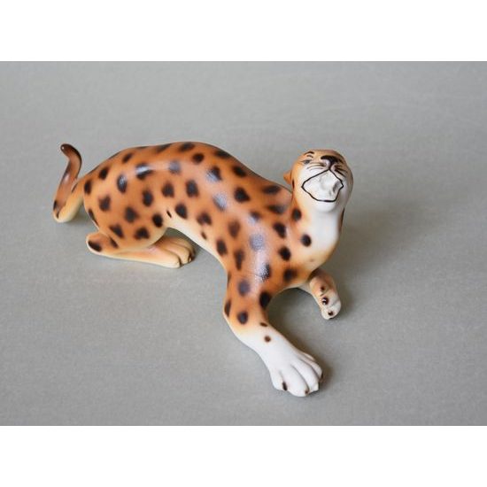 Panther 22 x 8,5 x 9 cm, Pastel, Porcelain Figures Duchcov