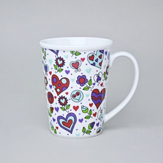 Mug Erin 12 cm 420 ml, Happy Hearts - Turquoise, Český porcelán a.s.