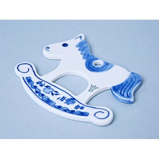 Christmas decoration - Rocking horse 8 x 8,9 cm, Original Blue Onion Pattern