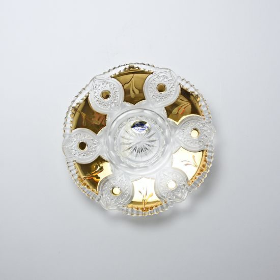 Cut Crystal Dessert Plate, 16,5 cm, Gold + Enamel, Jahami Bohemia