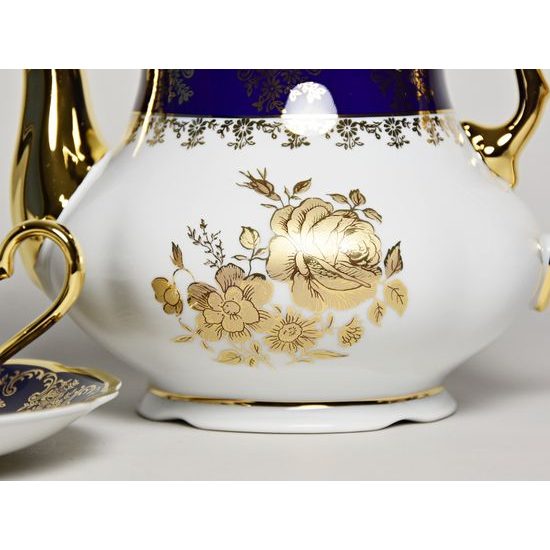 Mary-Anne 431: Tea set for 6 pers., cobalt + gold rose, Leander Loučky