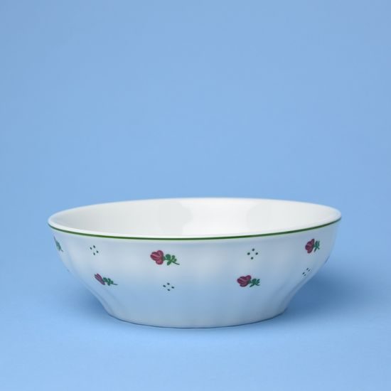 Miska válcová 17 cm, Benedikt červené kvítí + zelená, G. Benedikt 1882