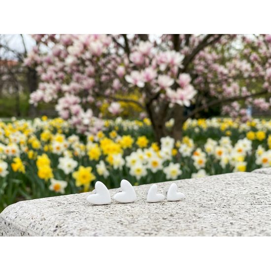 Earrings: White Hearts, Porcelain Jewels Studio Mallys