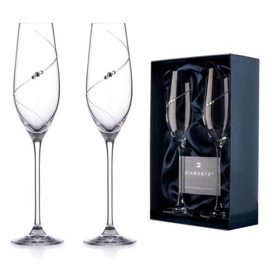 Silhouette - Set of 2 Champagne Flutes 210 ml, Swarovski Crystals