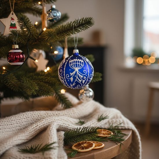 Onion Pattern Christmas Tree Decoration Ball, 8 cm BLUE, Czech Glass christmas decorations