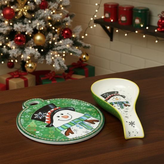 Kitchen shovel 21 x 10 cm + kitchen mat, Snowman, new bone china EGAN