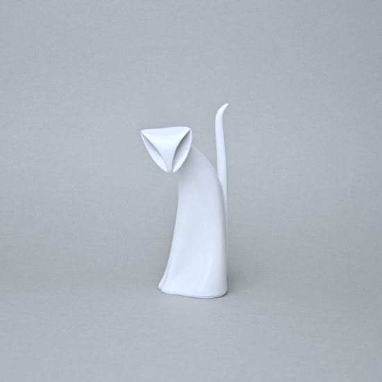 Kočka 16,5 cm, bílé, Porcelánové figurky Duchcov
